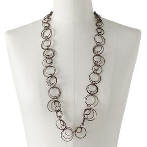 🌸3/$25 Daisy Fuentes Geometric Circle  Links Polished Silver Long Necklace